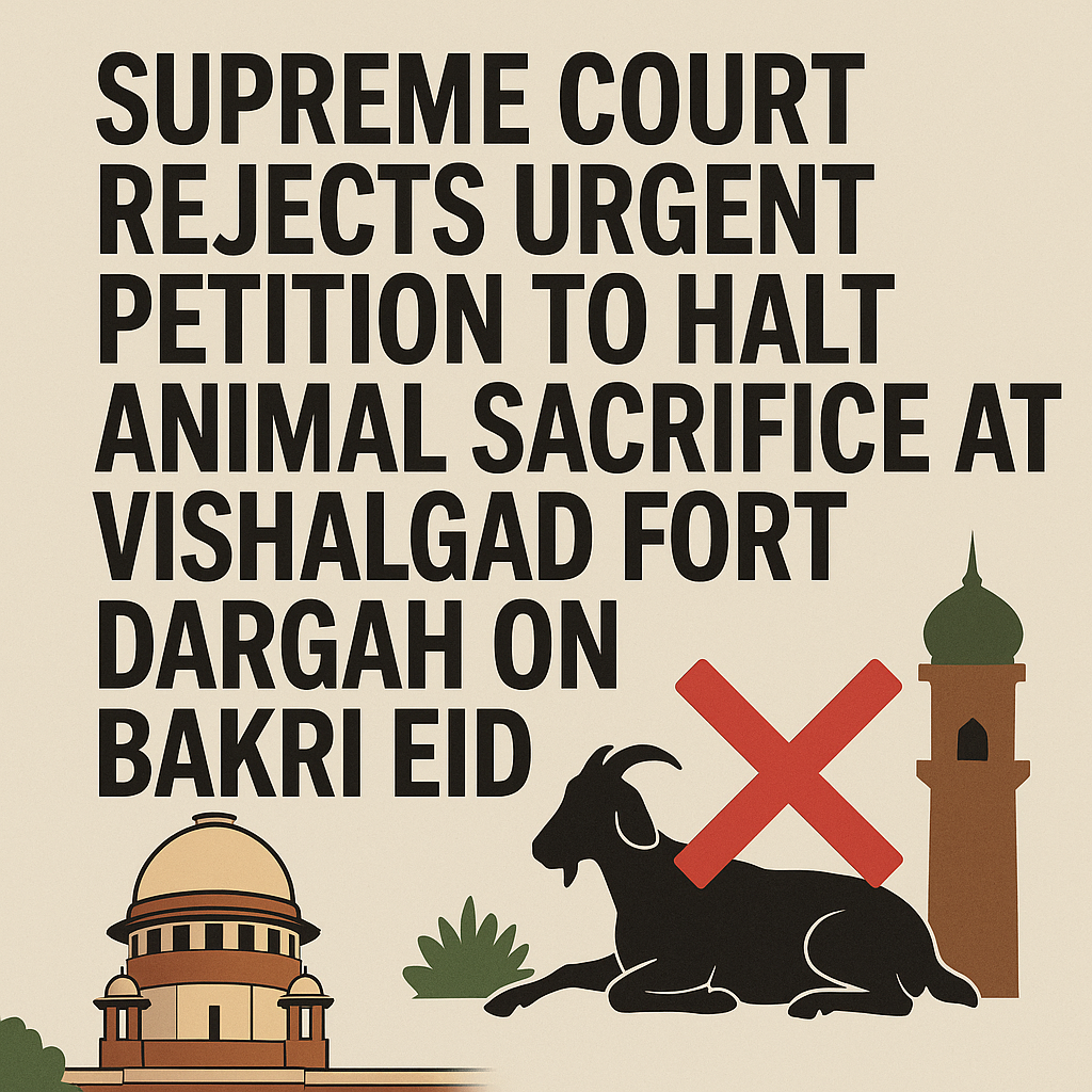 Supreme Court Rejects Urgent Petition to Halt Animal Sacrifice at Vishalgad Fort Dargah on Bakri Eid