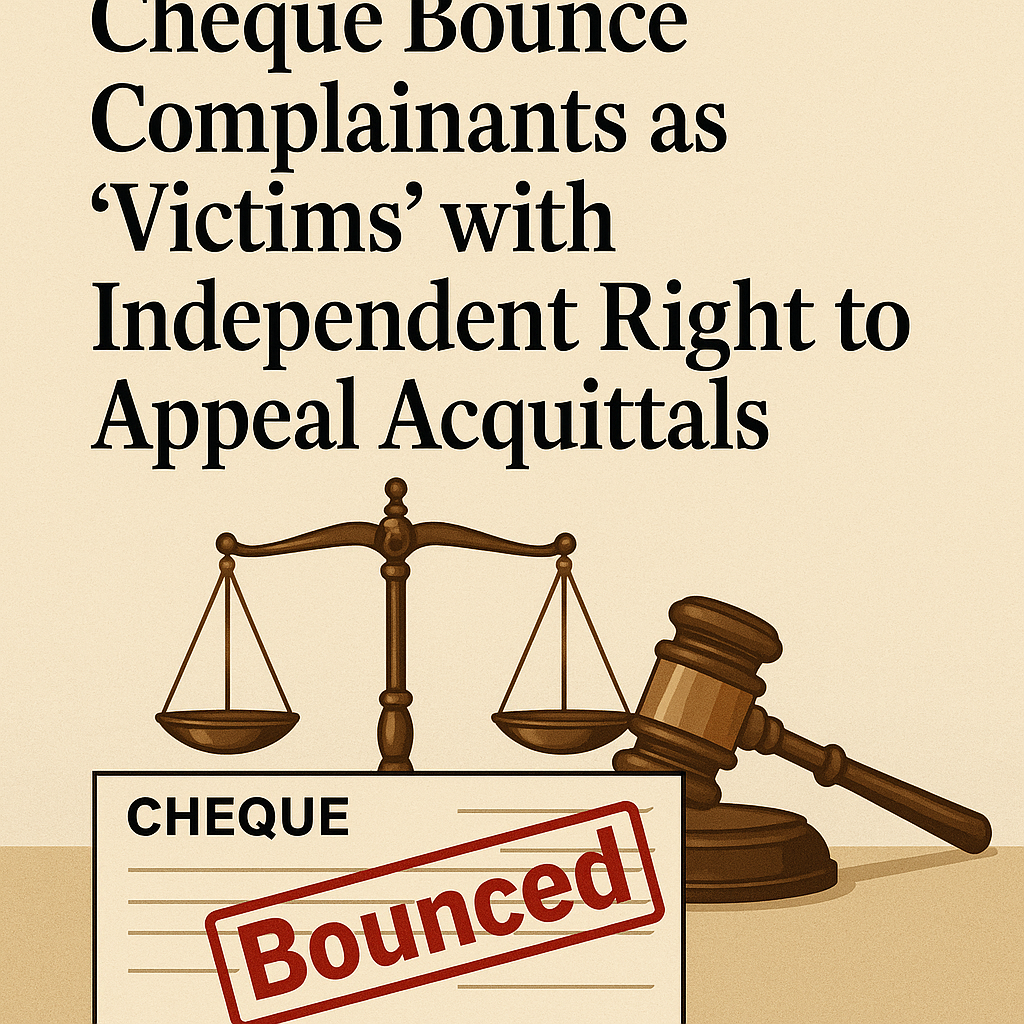 SC Recognizes Cheque Bounce Complainants as ‘Victims’ with Independent Right to Appeal Acquittals